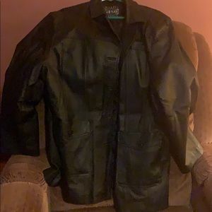 Never worn before leather car coat